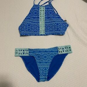 Aerie Blue and Teal Patterned Bikini
